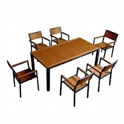 Outdoor long desk Plastic Wood Dining Table Set Garden furniture